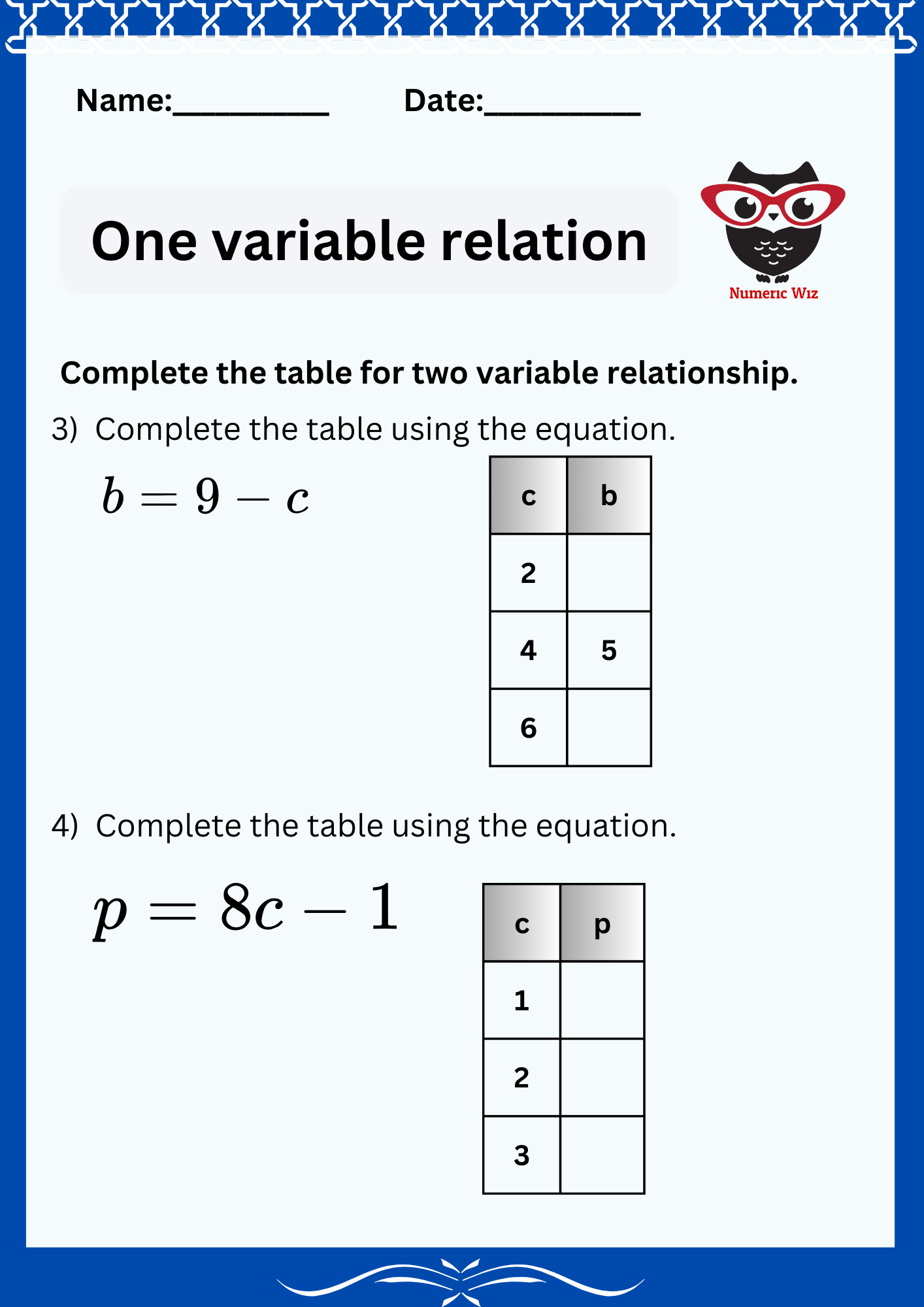 Variable relationships