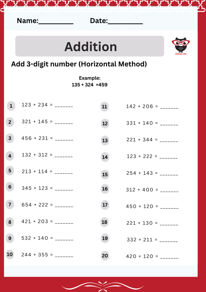 Solve three digit addition problems. - Numericwiz
