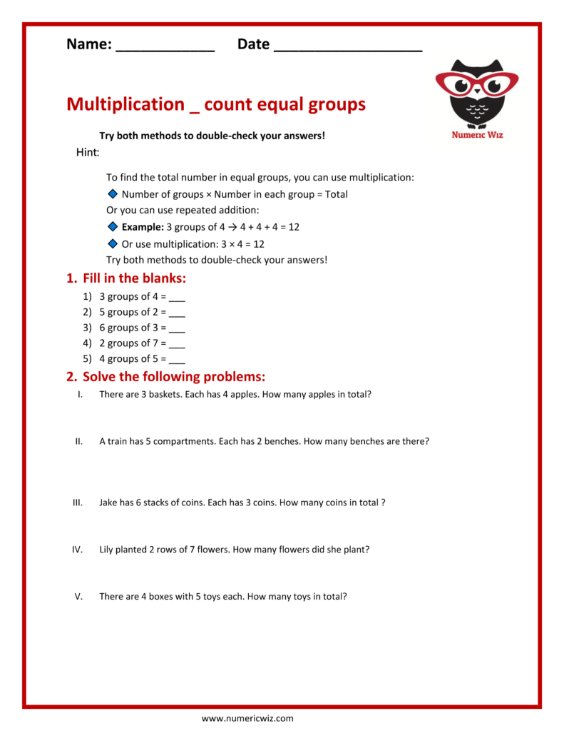 Multiplication – Counting Equal Groups Made Easy - Numericwiz