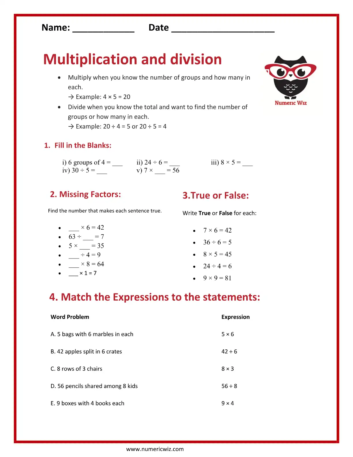 Multiplication snd Divsion