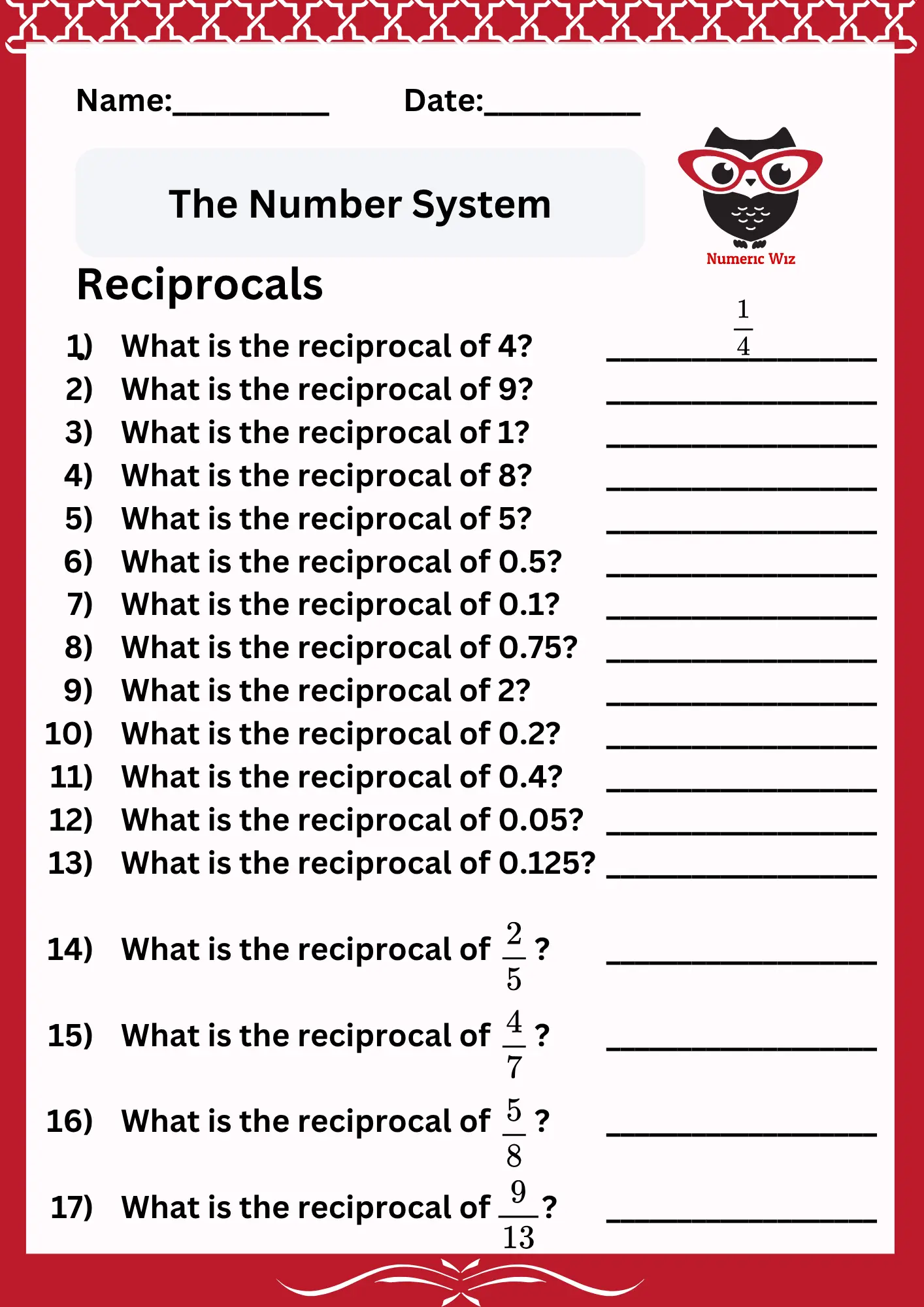 Reciprocals of a Number