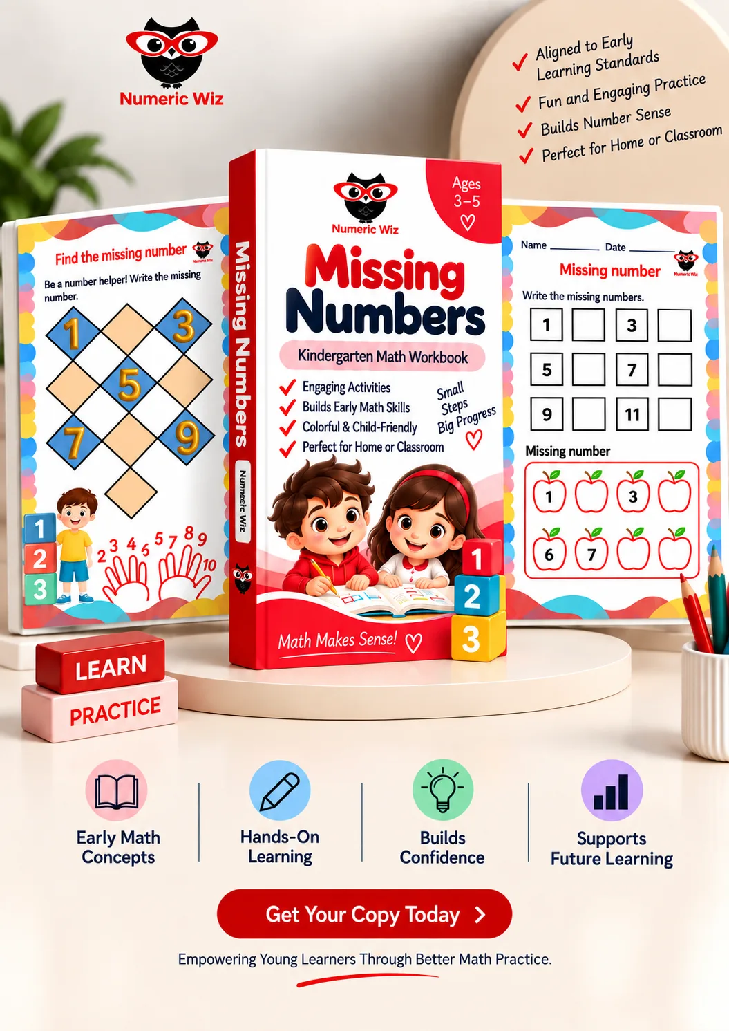 Find the missing Number kindergarten Workbook