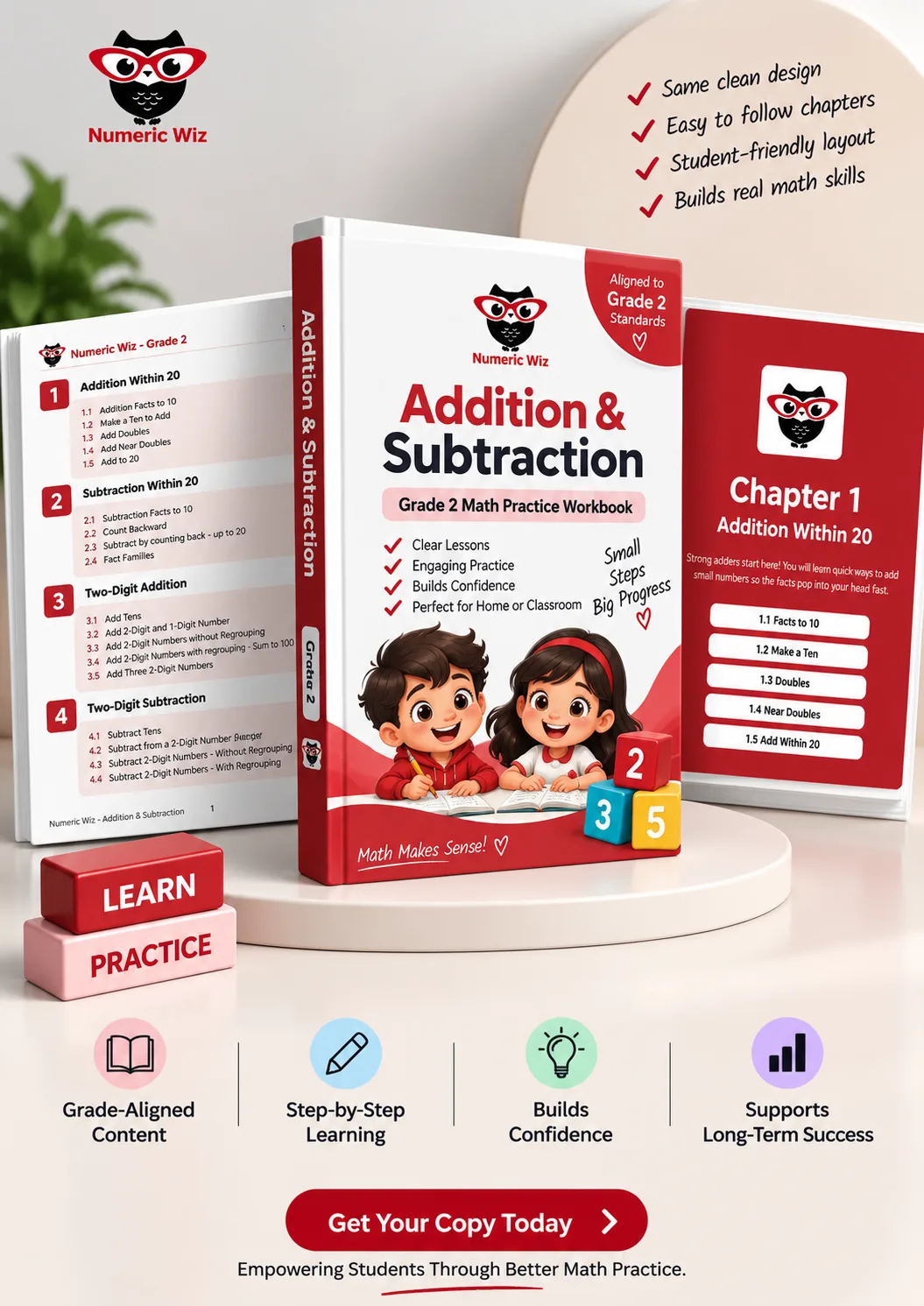 Grade 2 Addition & Subtraction Workbook| Math practice and word problems
