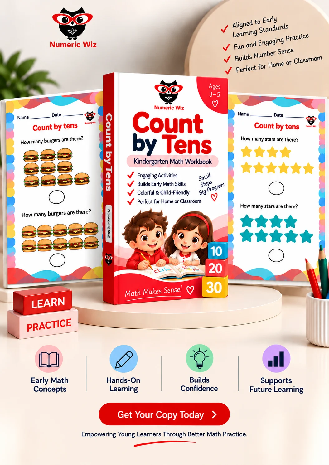 Count by Tens Workbook | Early Math Counting Practice