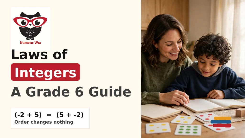 Laws of integers explained for grade 6 with a parent and child studying grouping puzzles