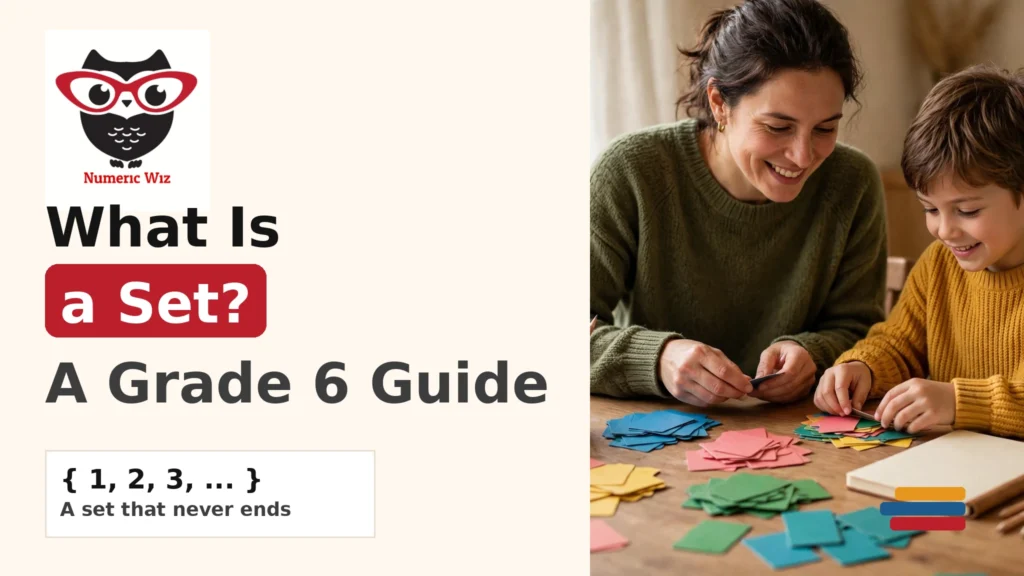 What is a set explained for grade 6 with a parent and child studying sorting cards